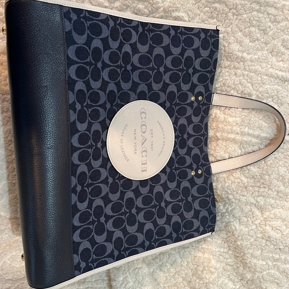 Large coach denim Dempsey tote navy